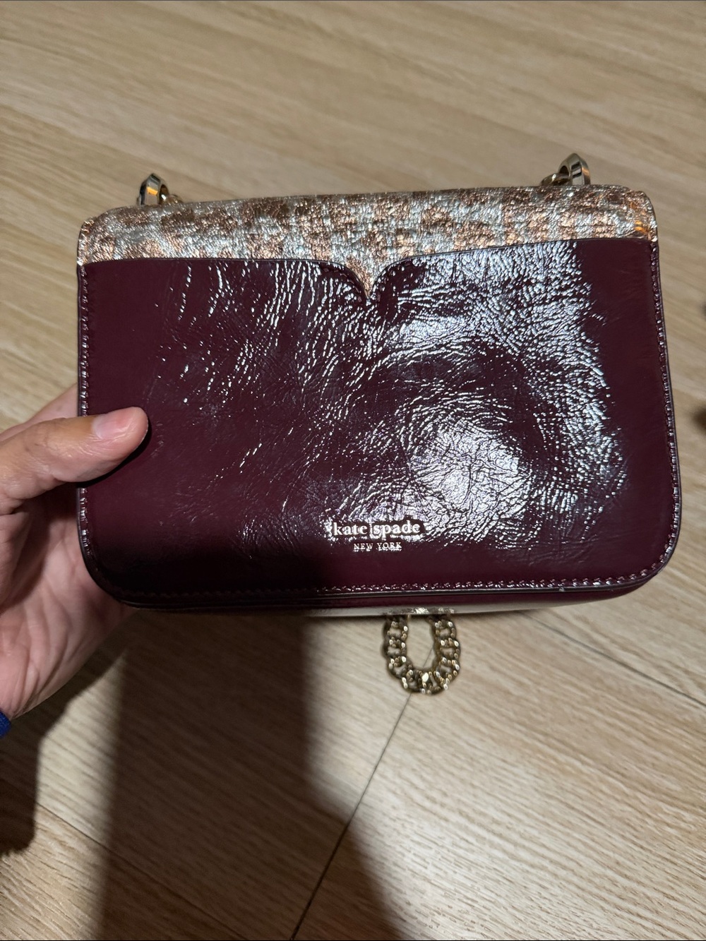 Kate Spade Metallic Runway/Collectible Silver, Rose Gold Heart-Accent Crossbody - Picture 6 of 15